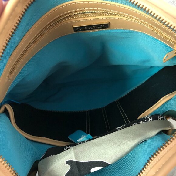 Parazul Orca Scarf Cross Body Bag Leather Purse Black & Tan - Picture 5 of 14